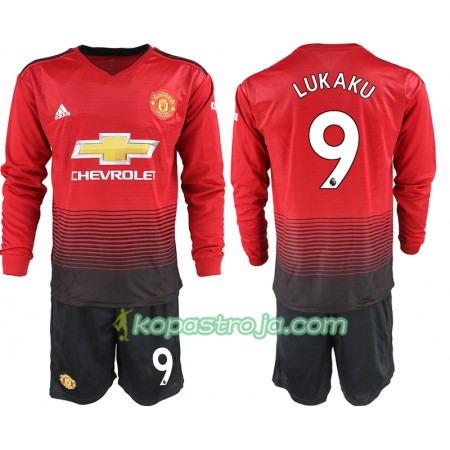 Billiga Fotbollströjor Manchester United LUKAKU 9 Barn Hemma tröja 2018/19 Långärmad